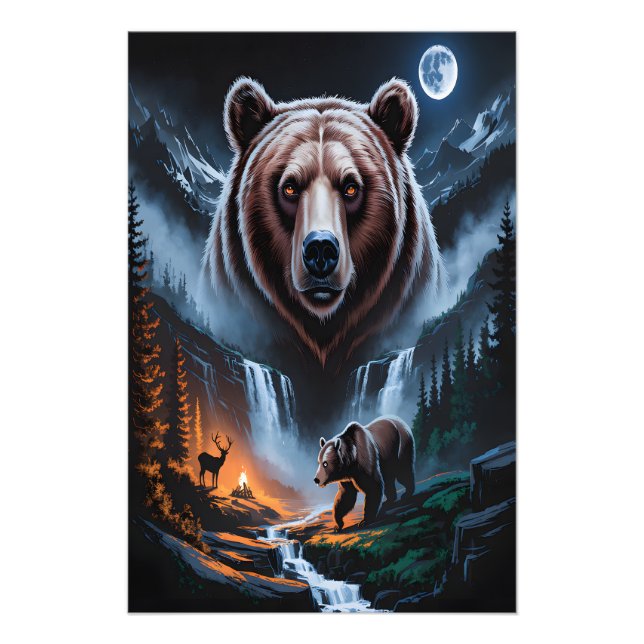 Two bears in the forest dark 4 fotodruck (Vorne)