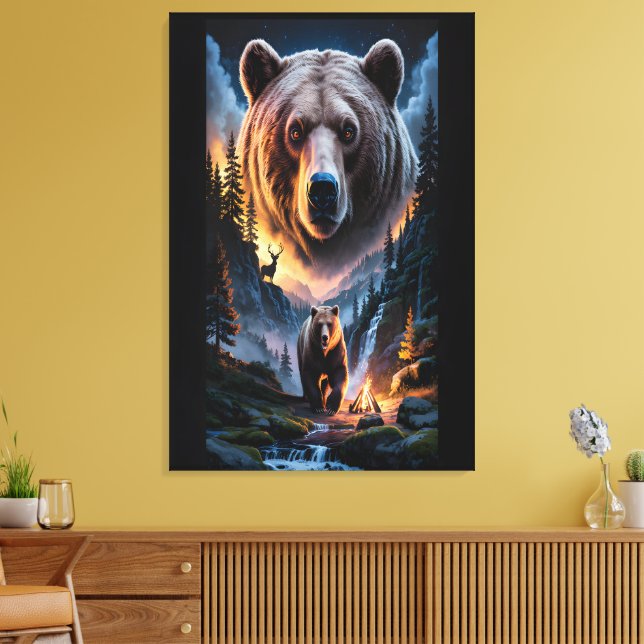 Two bears in the forest dark 6 leinwanddruck (Insitu (Wohnzimmer))