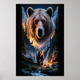 Two bears in the forest dark 6 poster