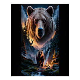 Two bears in the forest dark 6 poster