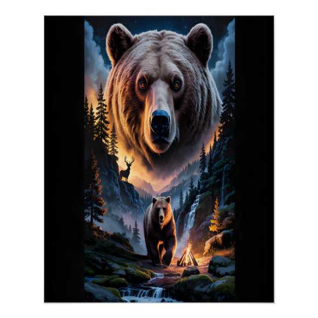 Two bears in the forest dark 6 poster (Vorderseite)