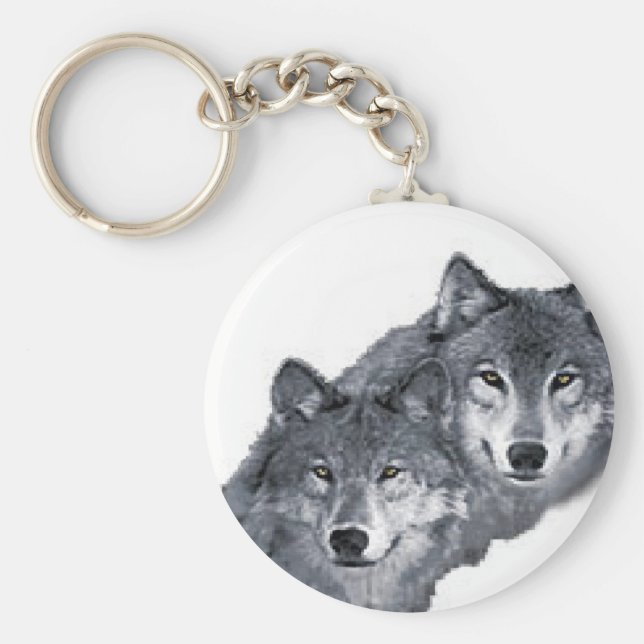 Two beautiful wolves, on a keychain schlüsselanhänger (Vorne)
