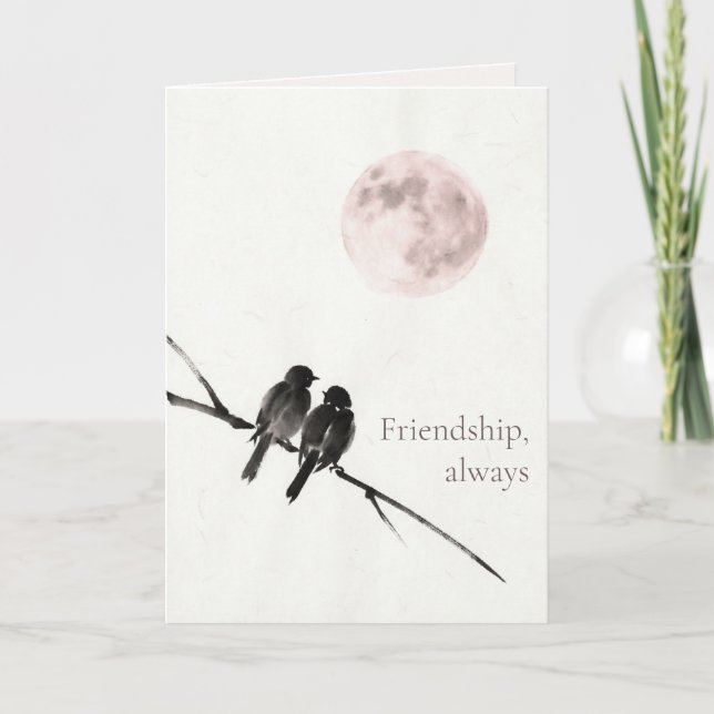 Two Birds Sumi-E | Friendship, Always | Dankeskarte (Vorderseite)