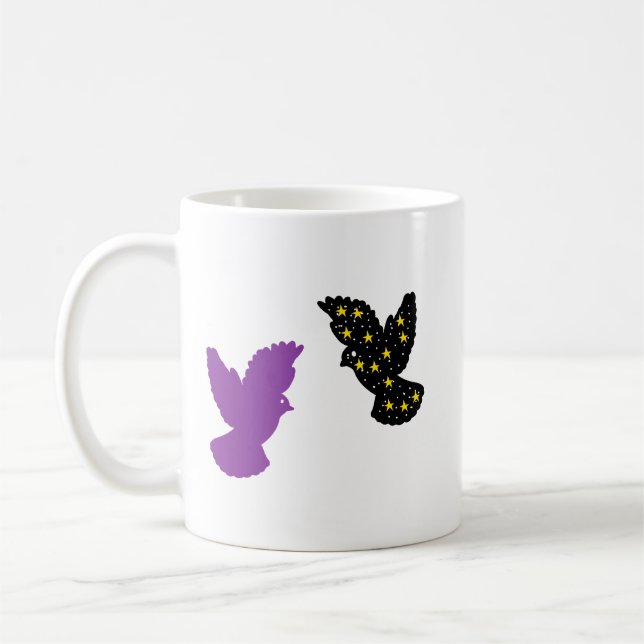 Two Birds Zodiac Mug • Harmonious Dual Silhouette Kaffeetasse (Links)