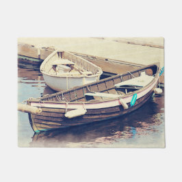 Two Boats in a Harbor Rustic Nautical Fußmatte
