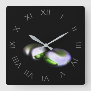 Two Broad Beans Grey Roman Numbers wccn Quadratische Wanduhr