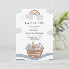 Two by Two Noahs Ark Twin Birthday Einladung