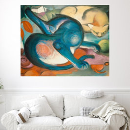 Two Cats, Blue and Yellow (1912) by Franz Marc Poster