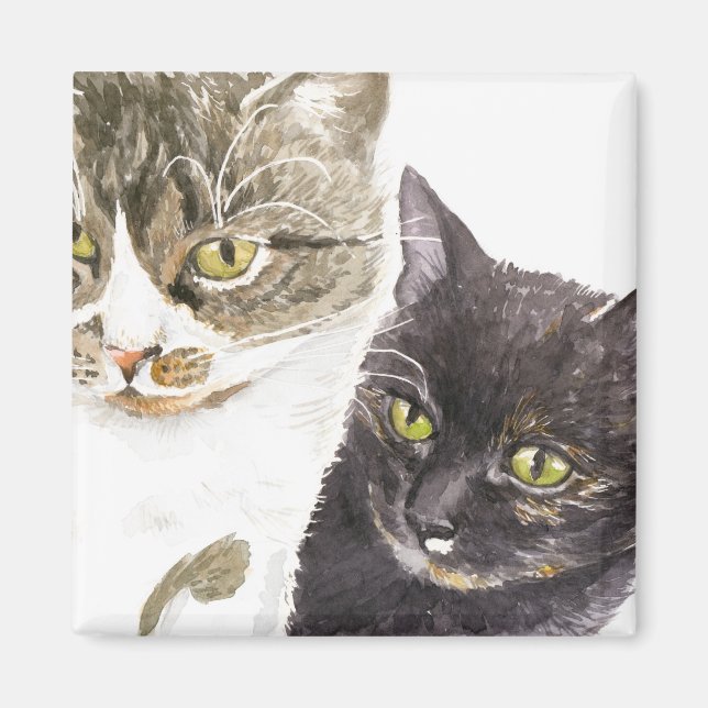 Two cats - tabby and tortie magnet (Vorne)