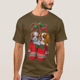 Two Cavalier King Charles Spaniel Dog Inside Glove T-Shirt