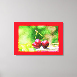 "Two Cherries Fruit" Niedliches Foto. Jetzt kaufen Leinwanddruck