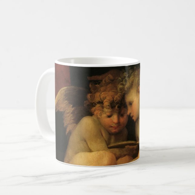 Two Cherubs Reading by Rosso Fiorentino, Angels Kaffeetasse (Vorderseite Links)