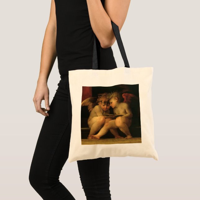 Two Cherubs Reading by Rosso Fiorentino, Angels Tragetasche (Vorderseite (Produkt))