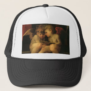Two Cherubs Reading by Rosso Fiorentino, Angels Truckerkappe