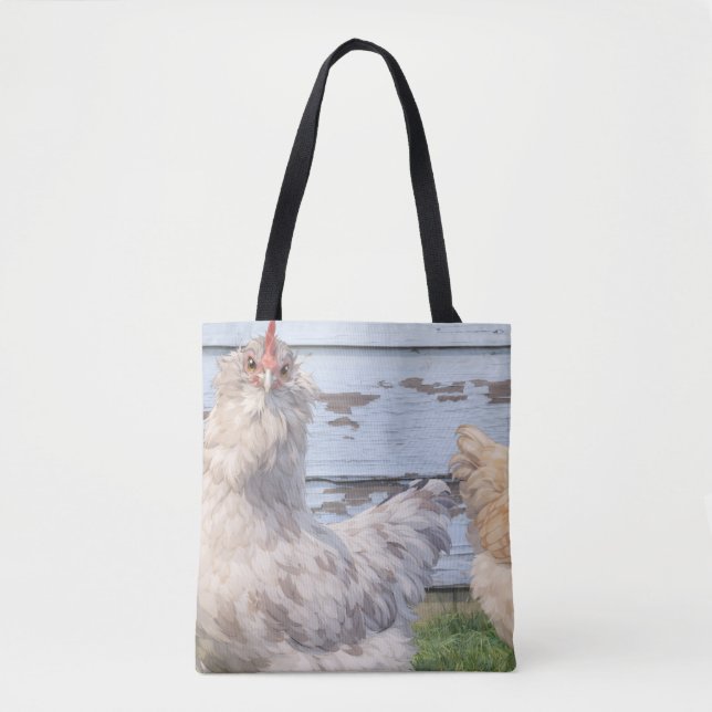 Two Chickens Cute Farm Tote Bag Tasche (Vorderseite)