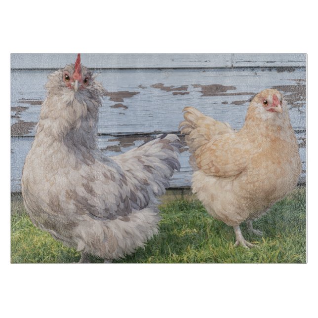 Two Chickens Cutting Board  Farmhouse Style Schneidebrett (Vorderseite)