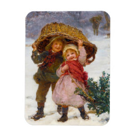 Two children in the snow by Frederick Morgan Magnet