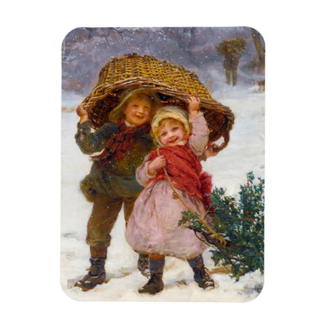 Two children in the snow by Frederick Morgan Magnet (Vertikal)
