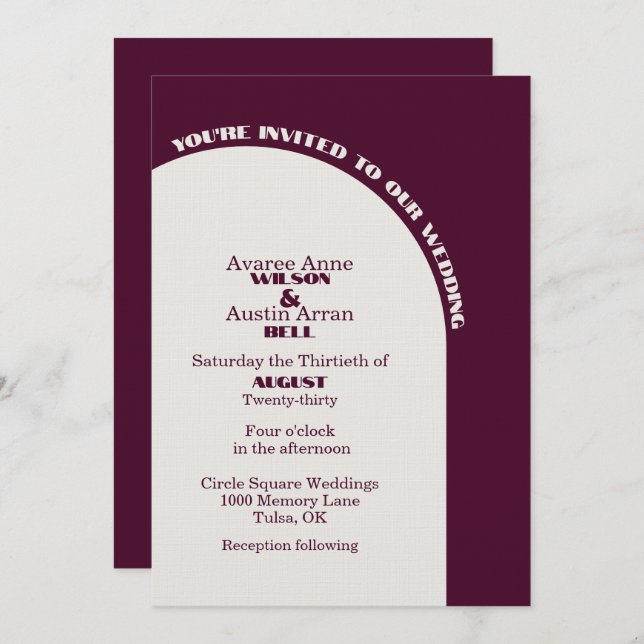 Two Color Cloud Dancer White and Burgundy Arch  (Vorne/Hinten)