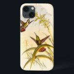 Two Colorful Hummingbirds Aiming for Same Flower Case-Mate iPhone Hülle<br><div class="desc">Artist John Gould was passionate about birds. In this colored drawing,  the two hummingbirds and the flower are represented beautifully. Die Details in this colorful fine art will delight any art lover.</div>