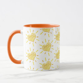 Two-colour coffee mug with hearts design. verwandlungstasse