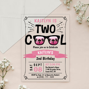 Two Cool Girls 2. Geburtstag Acryleinladungen