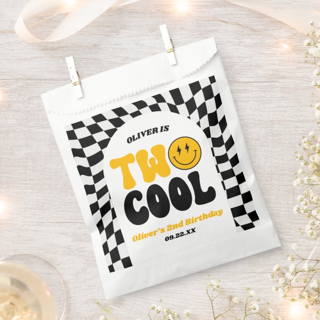 Two Cool Retro Arch Second 2nd Birthday Party Geschenktütchen (Ausgeschnitten)