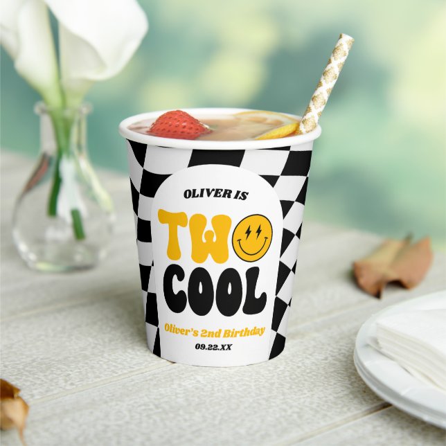 Two Cool Retro Arch Second 2nd Birthday Party Pappbecher (In Situ)