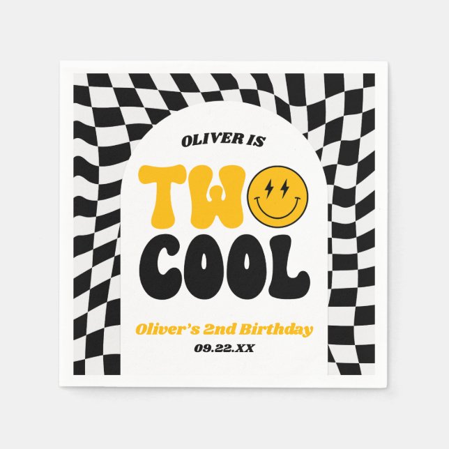 Two Cool Retro First 2nd Birthday Party Serviette (Vorderseite)
