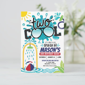 Two Cool Splash Party Birthday Invitation Einladung