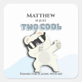 Two Cool Winter Polar Bear dabbing 2nd bday Quadratischer Aufkleber