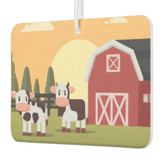 Two Cows and a Red Barn at Sunrise Autolufterfrischer