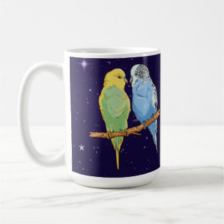 Two cute blue and green Budgie Kaffeetasse