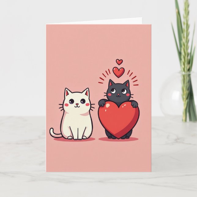 Two Cute Cats Love Card Karte (Vorderseite)