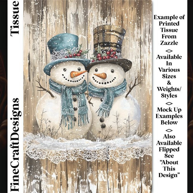 Two Cute Country Christmas Snowmen DY9R Decoupage Seidenpapier (Von Creator hochgeladen)