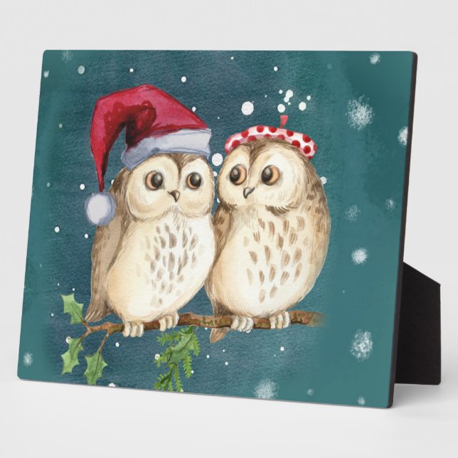 Two cute drawn Owls Fotoplatte (Seite)