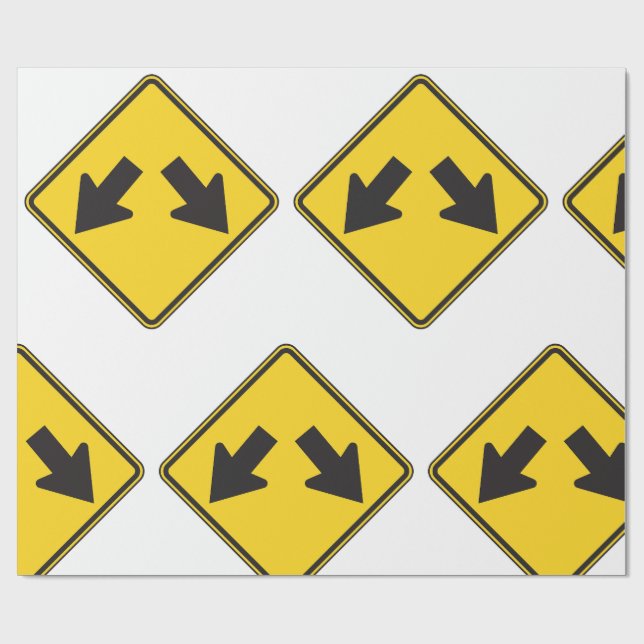 Two Downward Arrows Warning Road Sign Geschenkpapier (Flach)