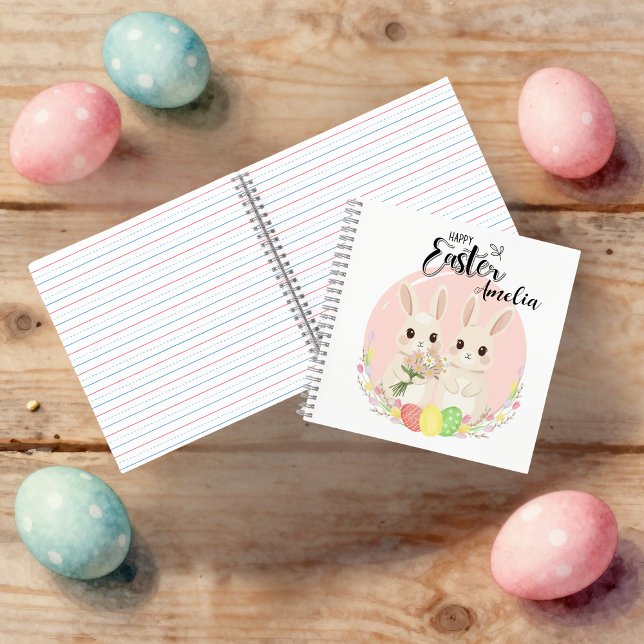 Two Easter Bunnies Personalized Spiral Notebook Notizbuch (Von Creator hochgeladen)