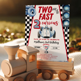 Two Fast 2nd birthday Boy Racing Car Invitation Einladung