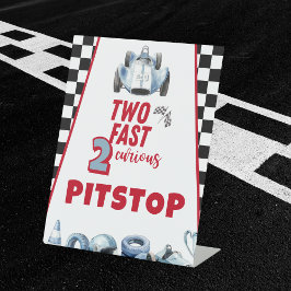 Two Fast 2nd birthday Boy Racing Car Pitstop Sockelschild