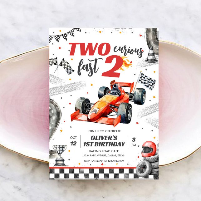 Two Fast Race Car Boy 2nd Birthday Invitation (Créateur téléchargé)
