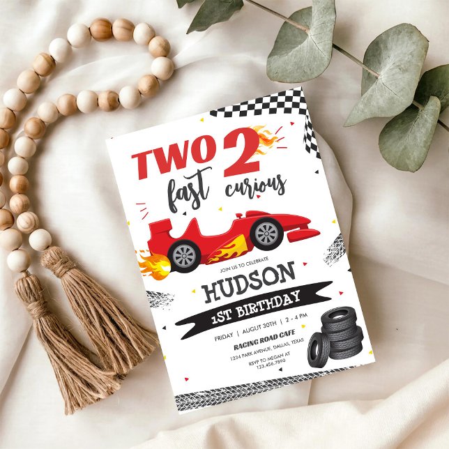 Two Fast Race Car Boy 2nd Birthday Invitation Einladung (Von Creator hochgeladen)