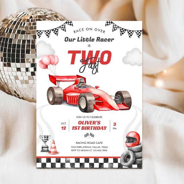 Two Fast Race Car Boy 2nd Birthday Invitation Einladung (Von Creator hochgeladen)