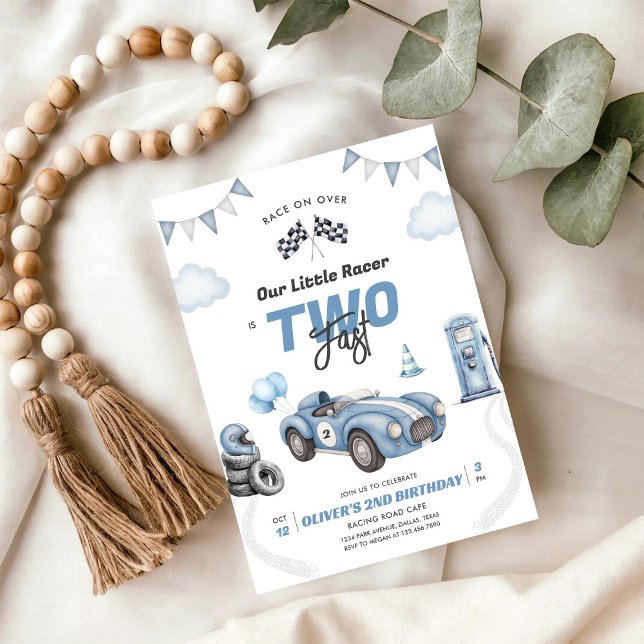 Two Fast Race Car Boy 2nd Birthday Invitation Einladung (Von Creator hochgeladen)