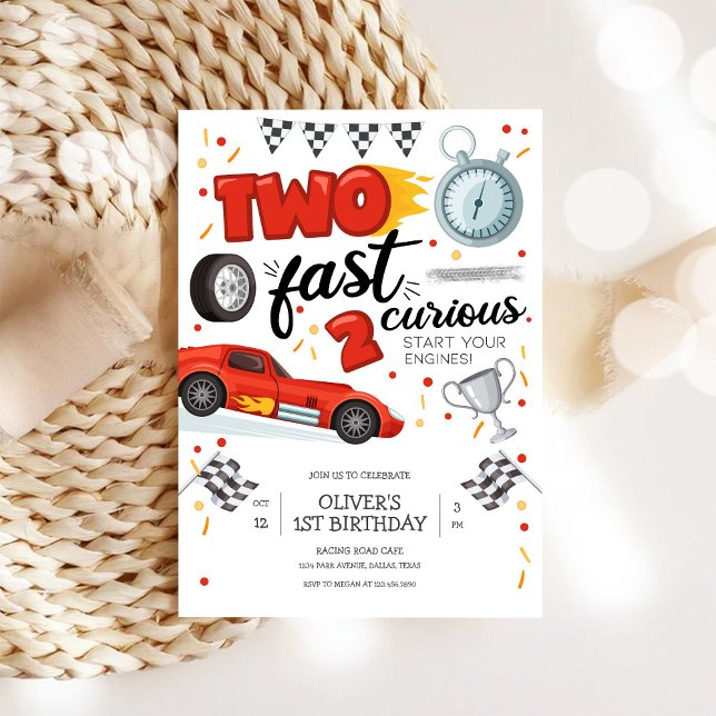 Two Fast Race Car Boy 2nd Birthday Invitation Einladung (Von Creator hochgeladen)