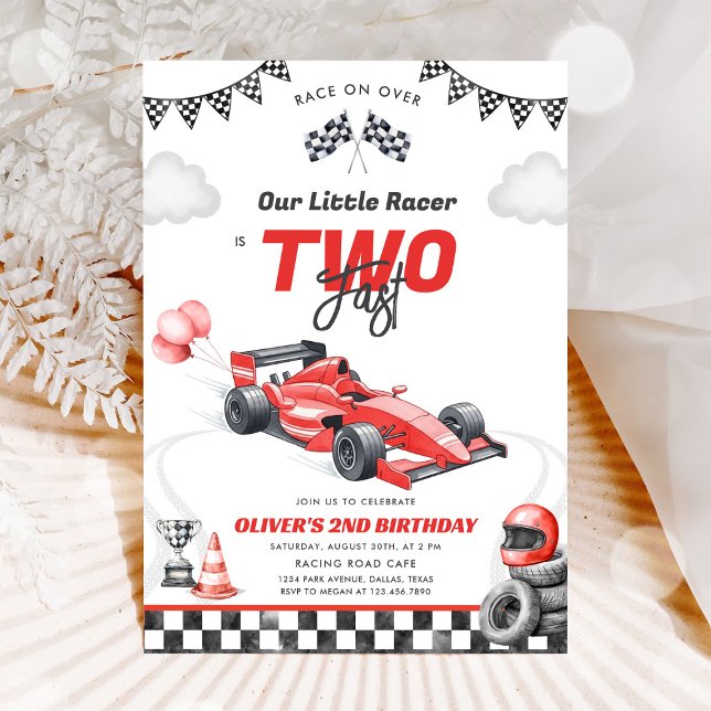 Two Fast Race Car Boy 2nd Birthday Invitation Einladung (Von Creator hochgeladen)