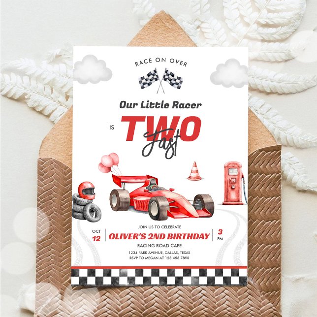 Two Fast Race Car Boy 2nd Birthday Invitation Einladung (Von Creator hochgeladen)