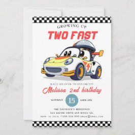 Two Fast Race Car Boy 2nd Birthday Party Einladung