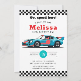 Two Fast Race Car Boy 2nd Birthday Party Einladung