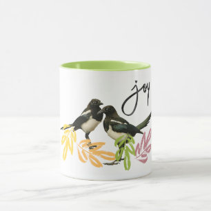 Two for Joy - Two Magpies mit floraler Akzent-Tass Tasse